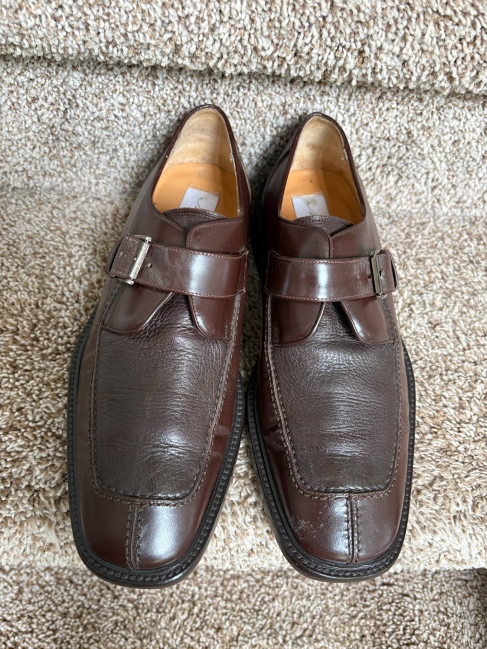 Mezlan Men’s Dark Brown Leather Single-Monk Strap Oxfords